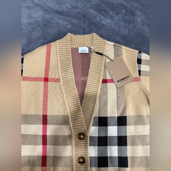 Burberry Check Wool Blend Cardigan - Picture 5 of 16
